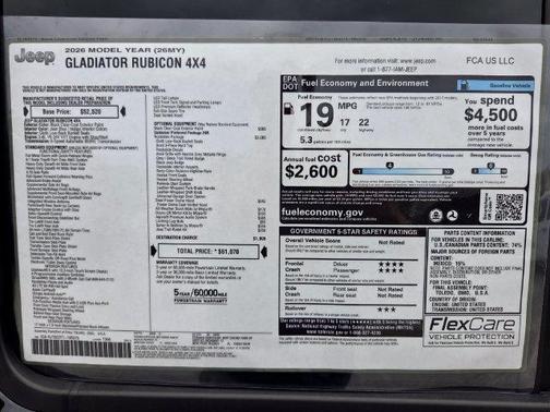 Black Clearcoat 2026 Jeep Gladiator Rubicon