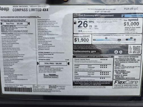 Bright White Clearcoat 2026 Jeep Compass Limited