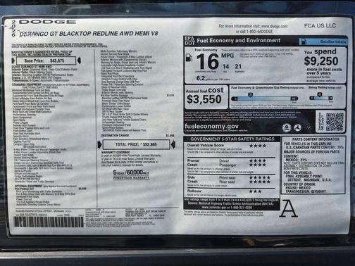 DB Black Crystal Clearcoat 2026 Dodge Durango GT Plus HEMI V8