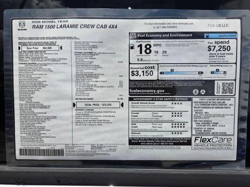 Bright White Clearcoat 2026 RAM 1500 Laramie