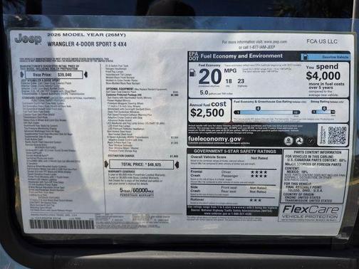 Earl Clearcoat 2026 Jeep Wrangler Sport