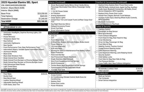 Black 2025 Hyundai ELANTRA SEL Sport