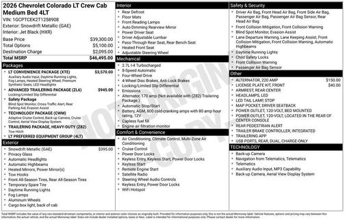 Metallic 2026 Chevrolet Colorado LT