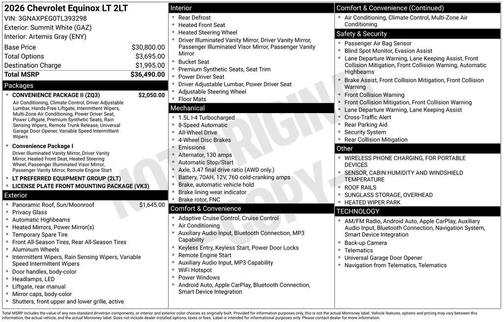 Summit White 2026 Chevrolet Equinox LT