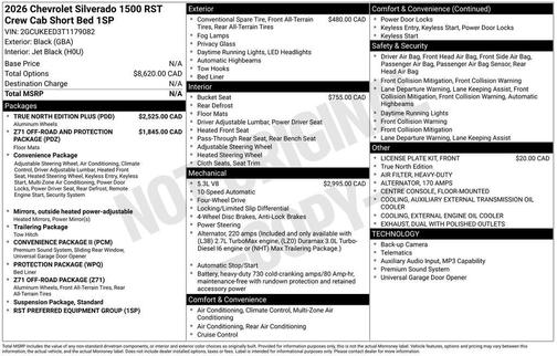 Black 2026 Chevrolet Silverado 1500 RST