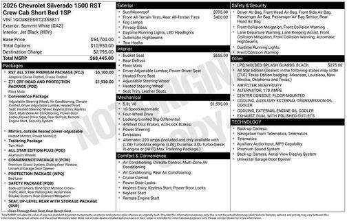Summit White 2026 Chevrolet Silverado 1500 RST
