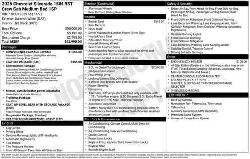 Summit White 2026 Chevrolet Silverado 1500 RST