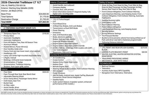 Sterling Gray Metallic 2026 Chevrolet Trailblazer LT