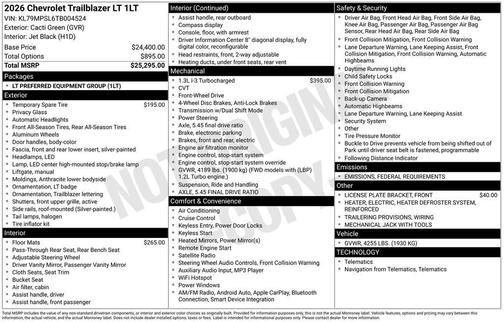 Green 2026 Chevrolet Trailblazer LT