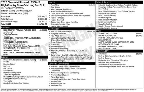 Sterling Gray Metallic 2026 Chevrolet Silverado 3500 High Country