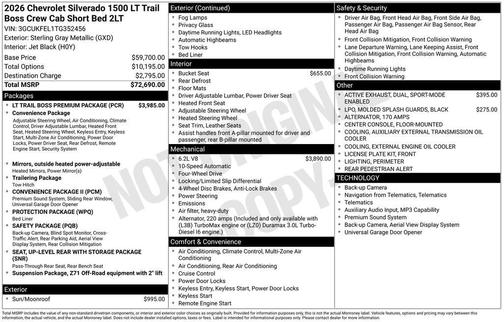 Sterling Gray Metallic 2026 Chevrolet Silverado 1500 LT Trail Boss
