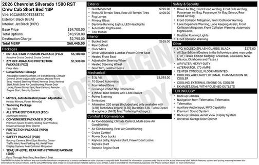 Black 2026 Chevrolet Silverado 1500 RST