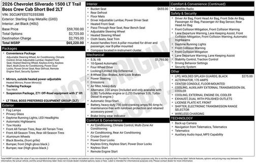 Sterling Gray Metallic 2026 Chevrolet Silverado 1500 LT Trail Boss