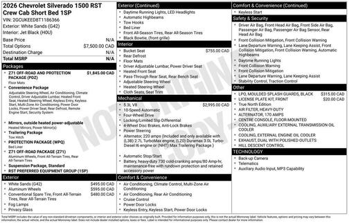 White Sand 2026 Chevrolet Silverado 1500 RST