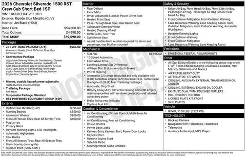 2026 Chevrolet Silverado 1500 RST