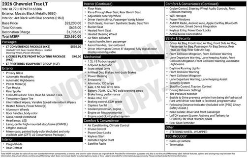Mosaic Black Metallic 2026 Chevrolet Trax LT
