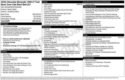 Black 2026 Chevrolet Silverado 1500 LT Trail Boss
