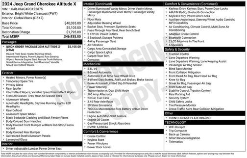 Bright White Clearcoat 2024 Jeep Grand Cherokee Altitude