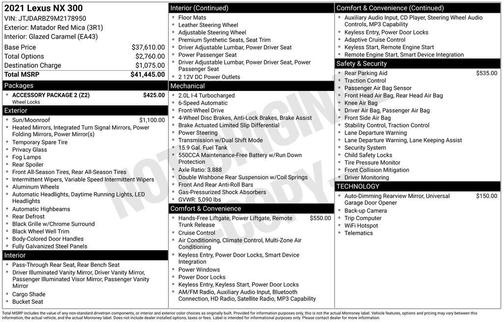 Matador Red Mica 2021 Lexus NX 300 Base