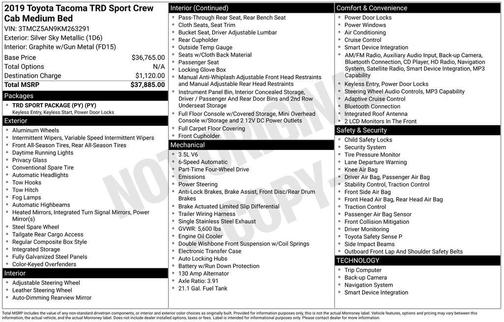 Silver Sky Metallic 2019 Toyota Tacoma TRD Sport