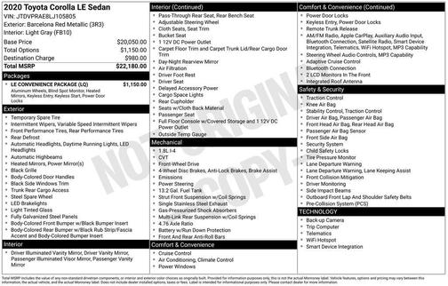 Barcelona Red Metallic 2020 Toyota Corolla LE