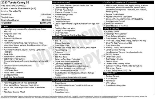 Celestial Silver Metallic 2023 Toyota Camry SE