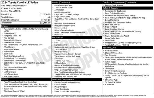 Ice Cap 2024 Toyota Corolla LE