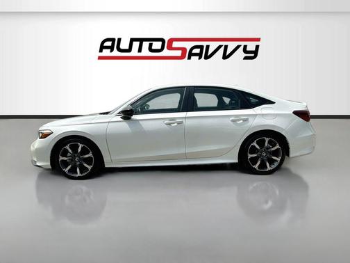 Platinum White Pearl 2025 Honda Civic Hybrid Sport Touring