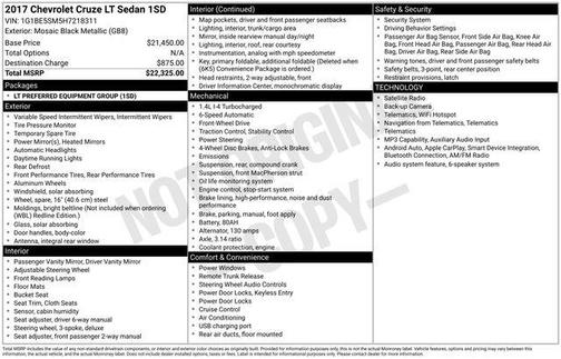 Mosaic Black Metallic 2017 Chevrolet Cruze LT