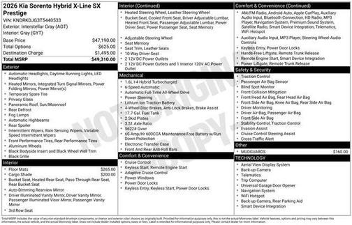2026 Kia Sorento Hybrid SX Prestige