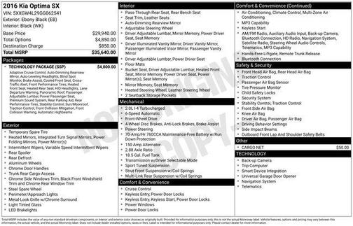 Ebony Black 2016 Kia Optima SX Turbo