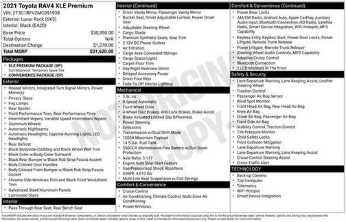 Gray 2021 Toyota RAV4 XLE Premium