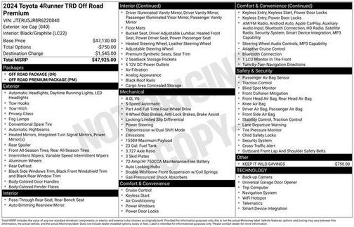 Ice Cap 2024 Toyota 4Runner TRD Off Road Premium