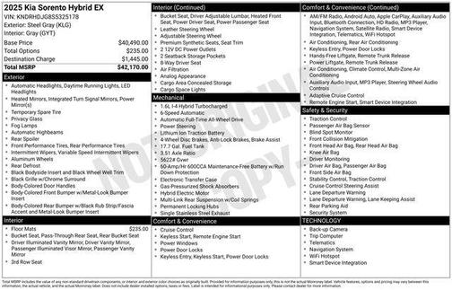 Steel Gray 2025 Kia Sorento Hybrid EX