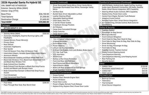 2026 Hyundai SANTA FE HEV SE
