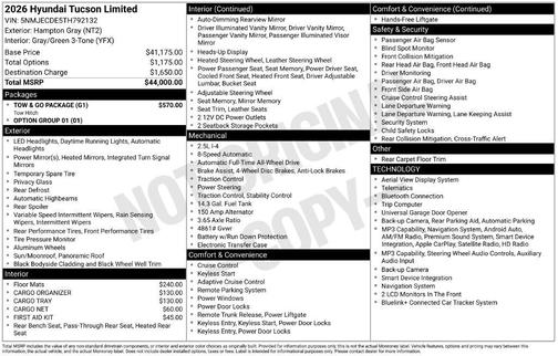 Hampton Gray 2026 Hyundai TUCSON Limited