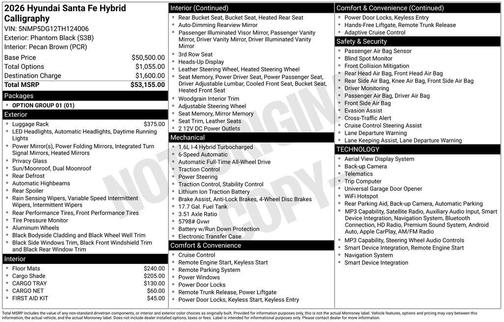 Phantom Black 2026 Hyundai SANTA FE HEV Calligraphy