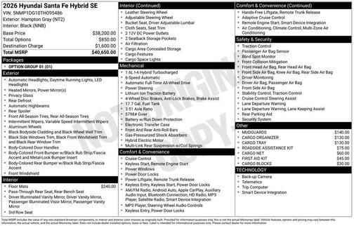 Hampton Gray 2026 Hyundai SANTA FE SE