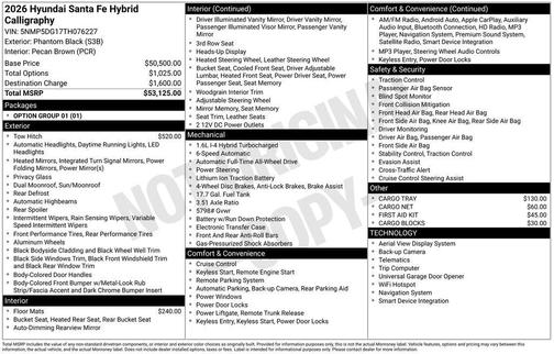 Phantom Black 2026 Hyundai SANTA FE HEV Calligraphy