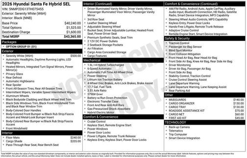2026 Hyundai SANTA FE SEL 2.4