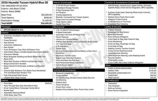 2026 Hyundai TUCSON Hybrid Blue SE