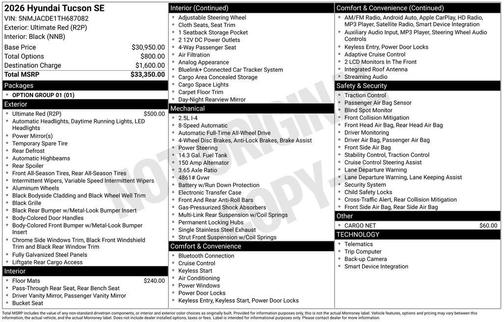 Ultimate Red 2026 Hyundai TUCSON SE