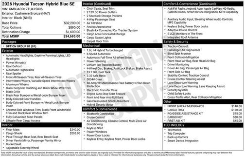 2026 Hyundai TUCSON Hybrid Blue SE