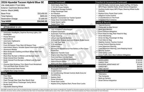2026 Hyundai TUCSON Hybrid Blue SE