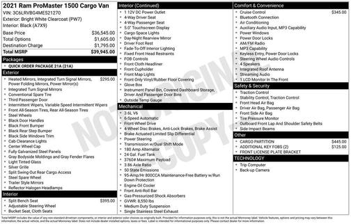 2021 RAM ProMaster 1500 Base