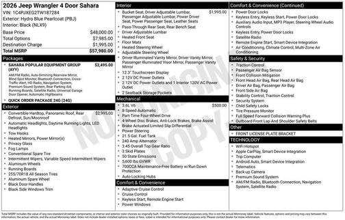 2026 Jeep Wrangler 4-Door Sahara 4x4