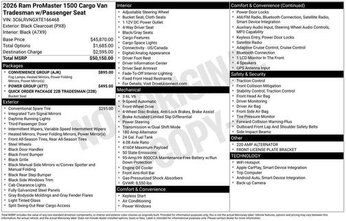 2026 RAM ProMaster 1500 Low Roof