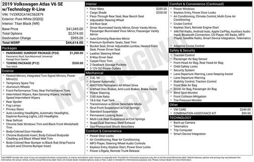 2019 Volkswagen Atlas 3.6L SE w/Technology