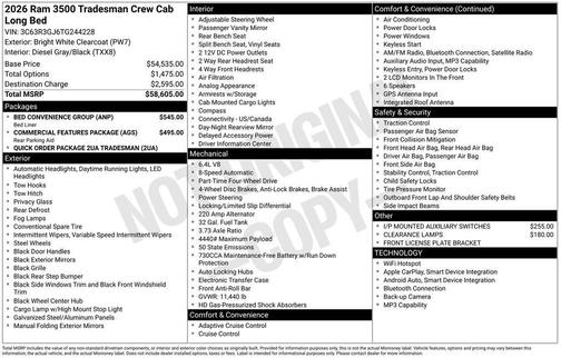 2026 RAM 3500 Tradesman Crew Cab 4x4 8' Box