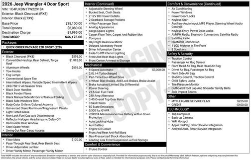 2026 Jeep Wrangler Sport